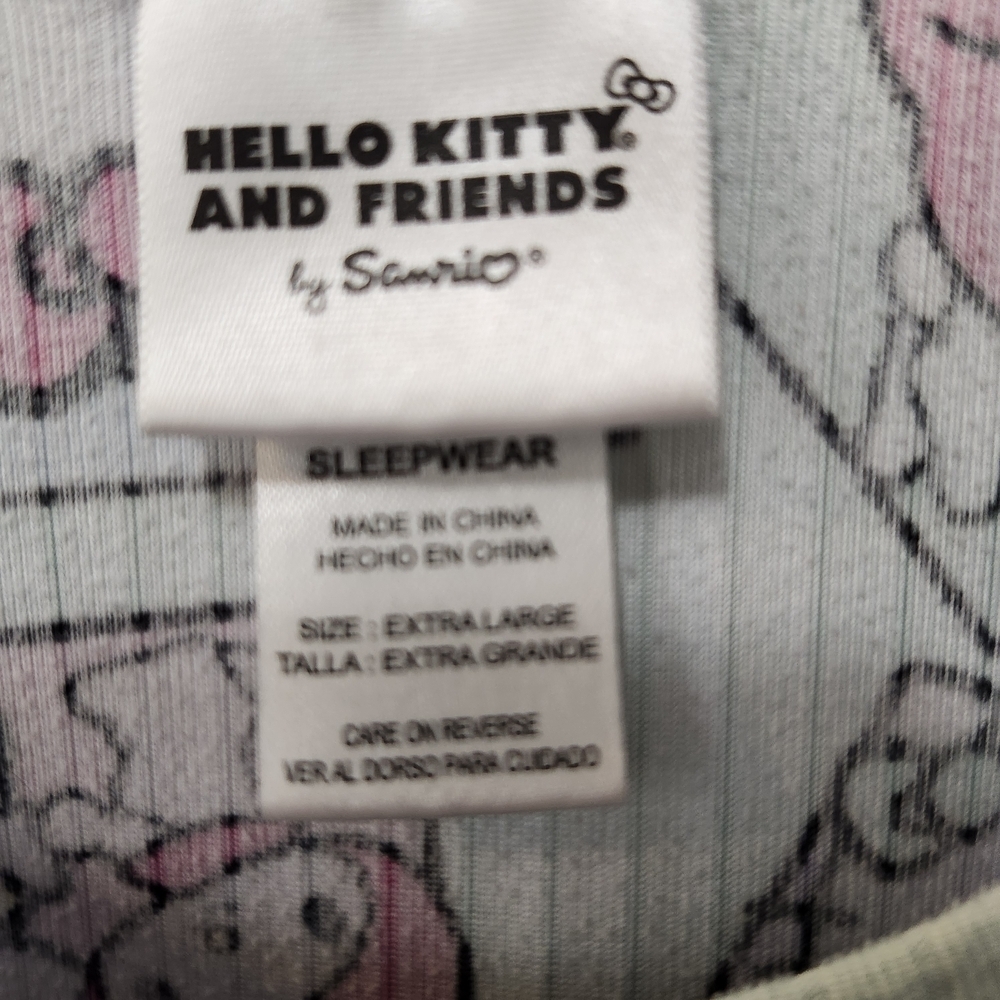 Women's Hello Kitty And Friends By Sanrio Light Green And Pink Pajama Set XL - Picture 2 of 10